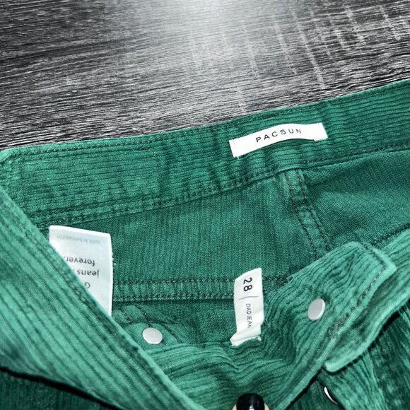 PacSun Women’s Green Corduroy Dad Jeans – Size 28 High Rise Straight Leg - Picture 3 of 6